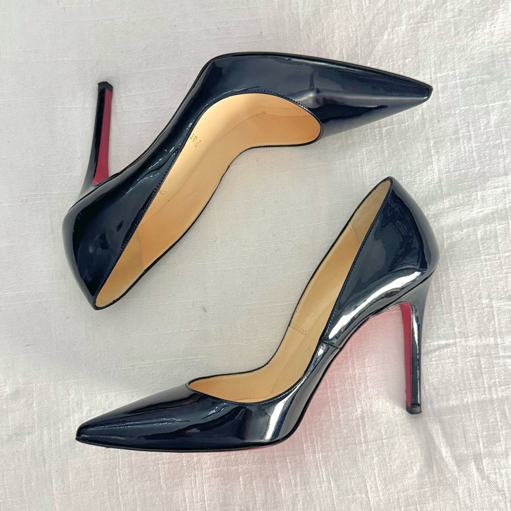 Christian Louboutin New Decol Tissimo 100 Patent BL5J Navy Sz 36 - Picture 2 of 8